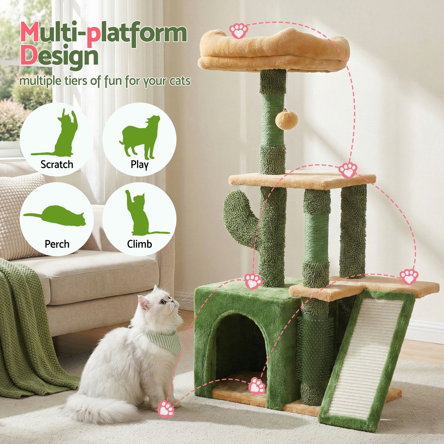 I.PET 101CM CACTUS SCRATCH N' PLAY POST
