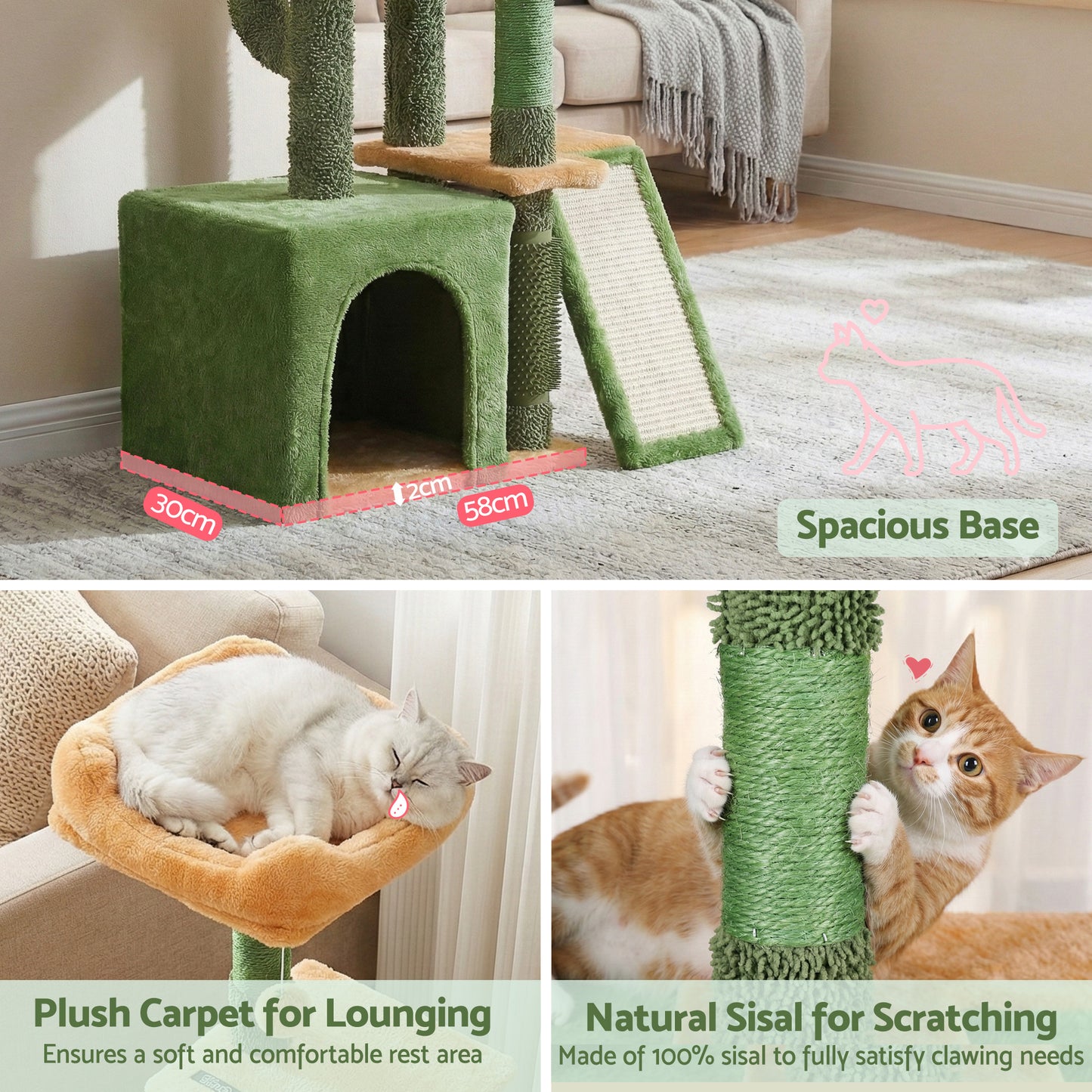 I.PET 101CM CACTUS SCRATCH N' PLAY POST