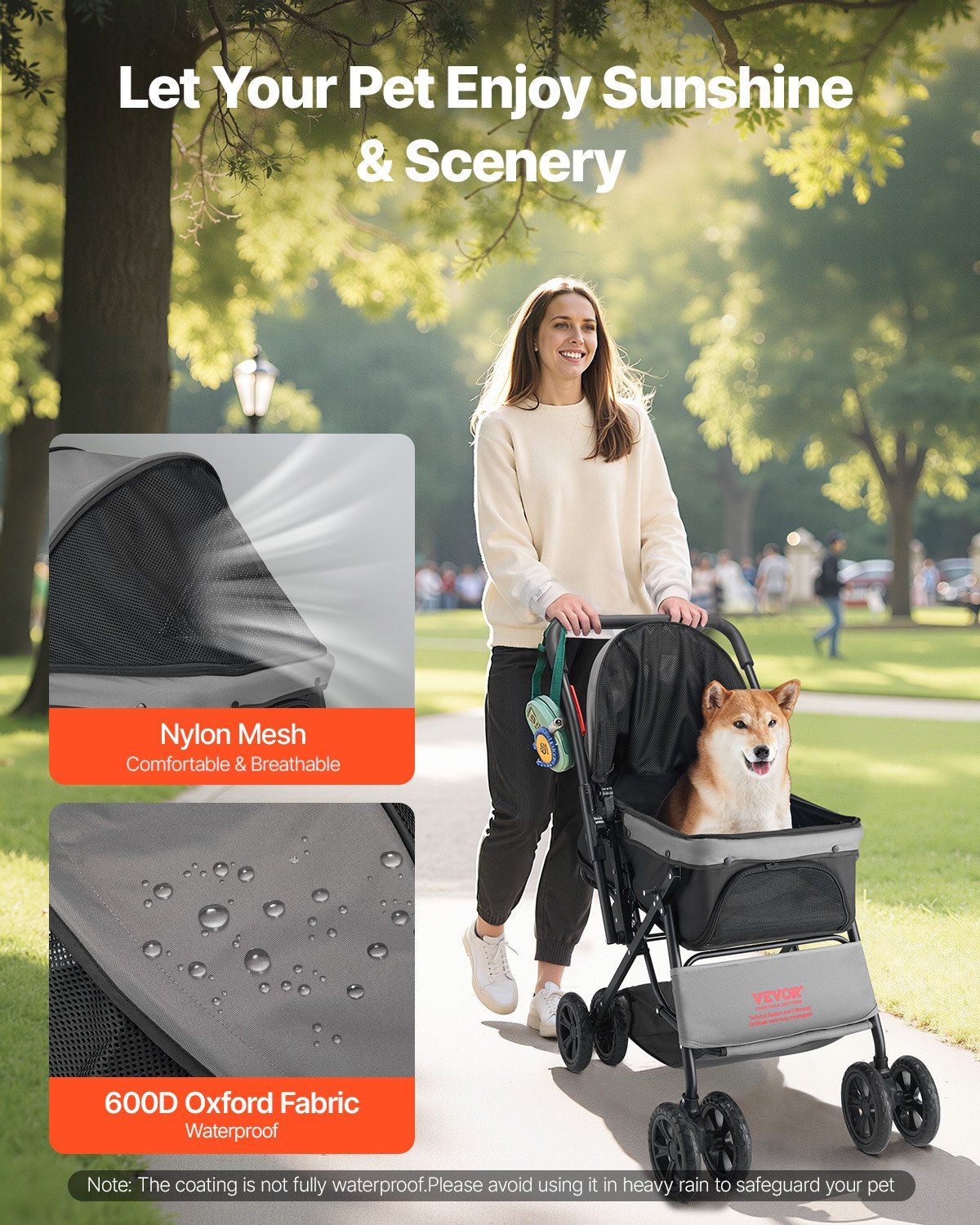 Vevor Deluxe Double Wheel Reversable Handle Pet Pram