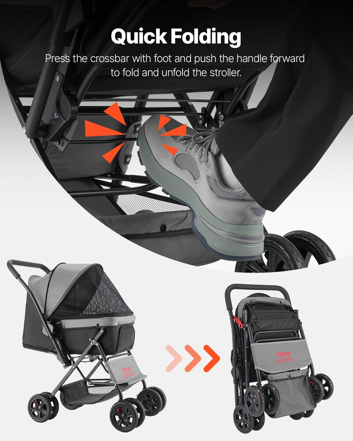 Vevor Deluxe Double Wheel Reversable Handle Pet Pram