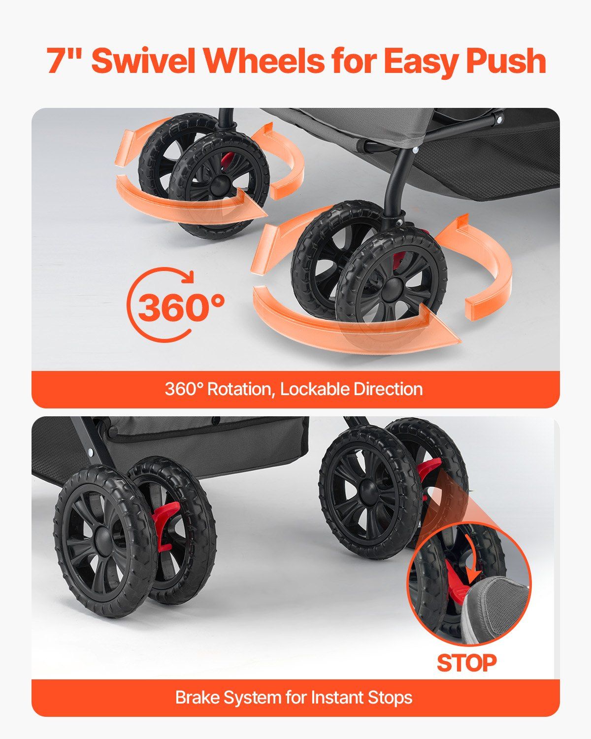 Vevor Deluxe Double Wheel Reversable Handle Pet Pram