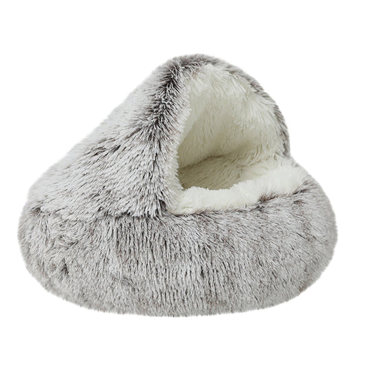 Darzheoy Hooded Plush Pet Cave Bed