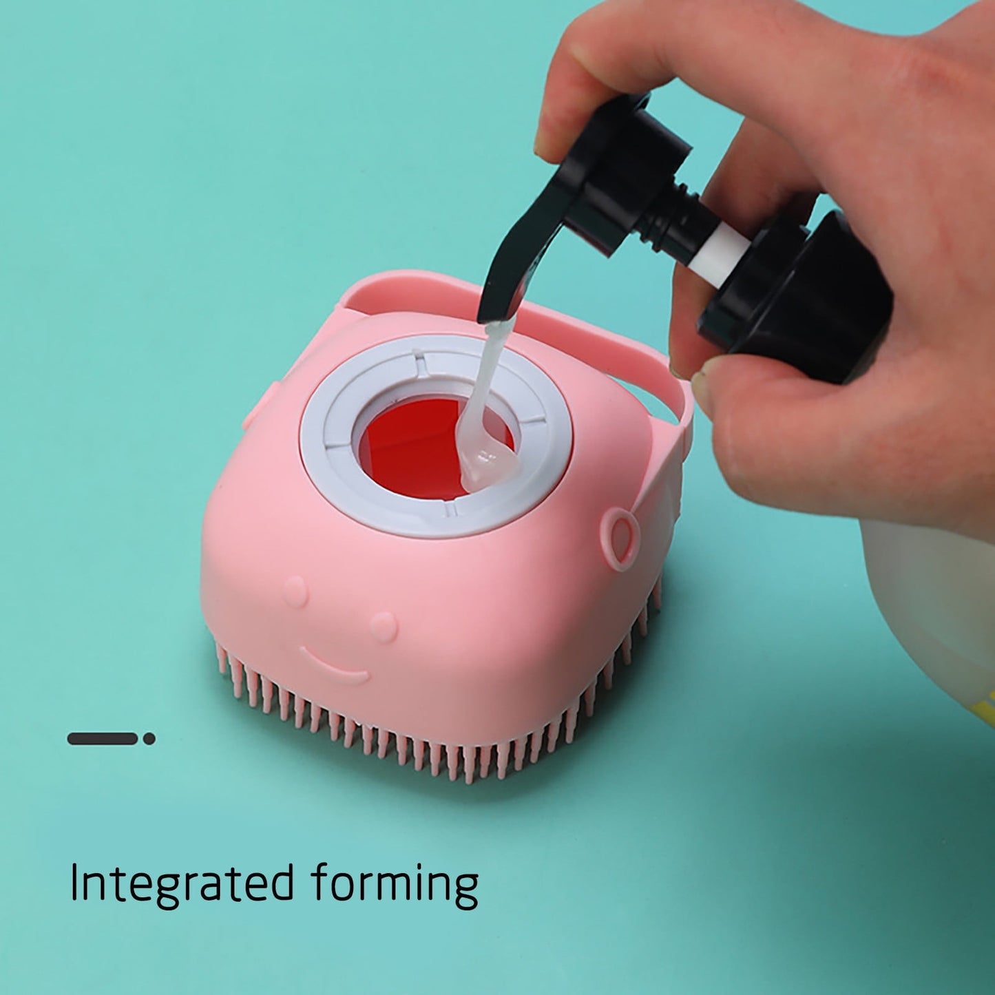 Poochi Pets Soft Pet Scrub Massage Dispenser Grooming Shower Brush